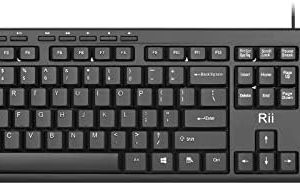 Rii RK907 Ultra-Slim Compact USB Wired Keyboard for Mac and PC,Windows 10/8 / 7 / Vista/XP (Black) (1PCS)